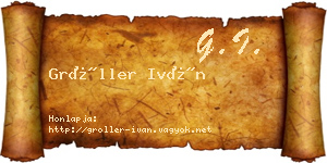 Gröller Iván névjegykártya